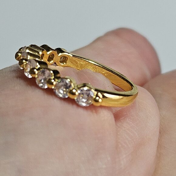 *Sale* Gold Tone Clear Rhinestone Stackable Ring Size 5.5 - Picture 3 of 13